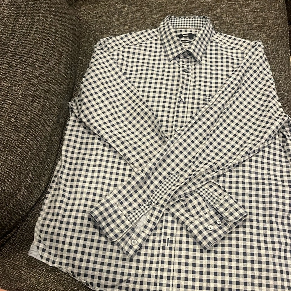Boss grey and navy lightweight flannel